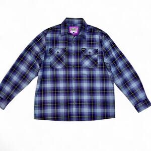Flannel Bunker Hustle & Flo Purple & Black Men’s Plaid Flannel Shirt Size XL